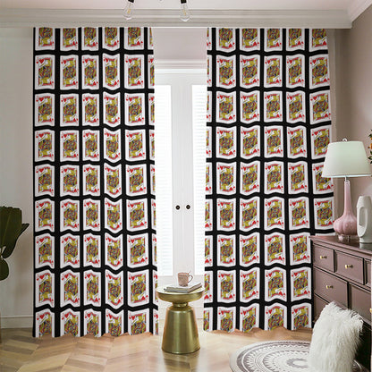 Jack Of Hearts Pattern Print Blackout Pencil Pleat Curtains