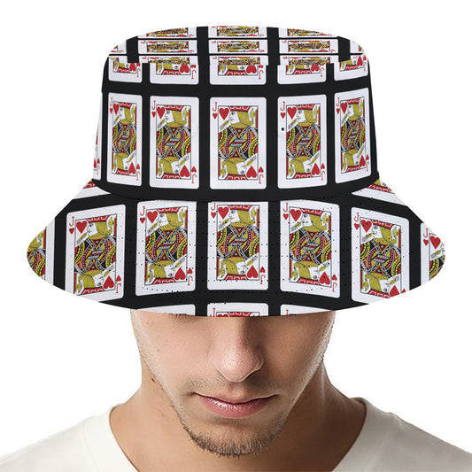 Jack Of Hearts Pattern Print Bucket Hat