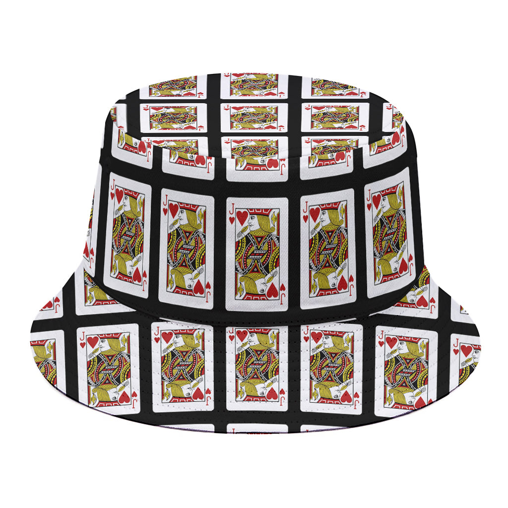 Jack Of Hearts Pattern Print Bucket Hat