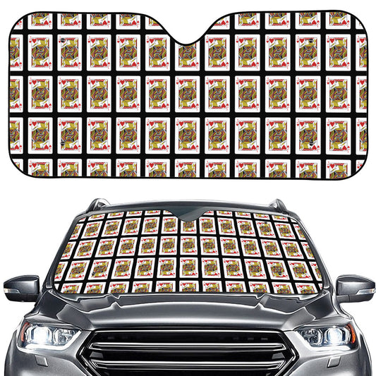 Jack Of Hearts Pattern Print Car Windshield Sun Shade