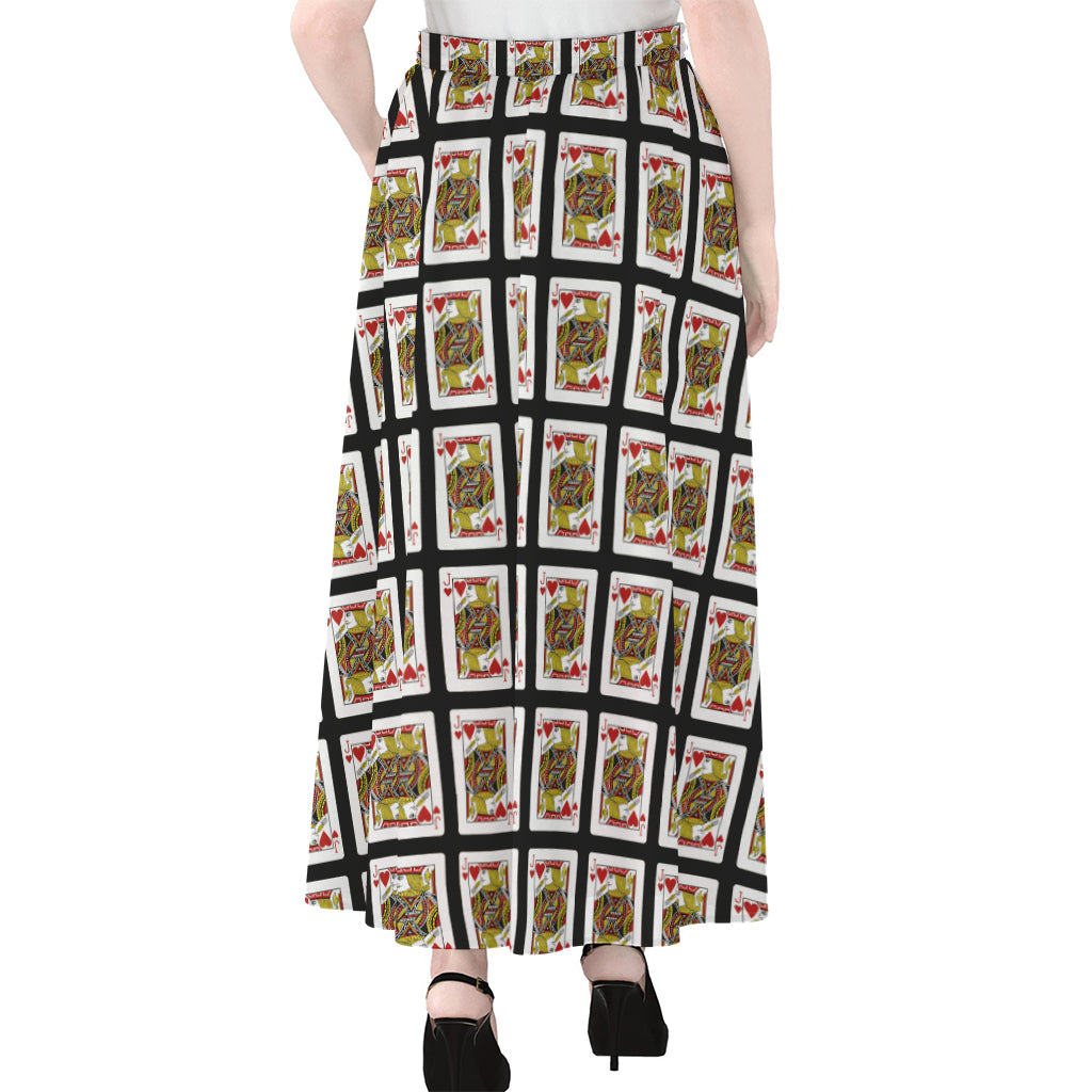 Jack Of Hearts Pattern Print Chiffon Maxi Skirt