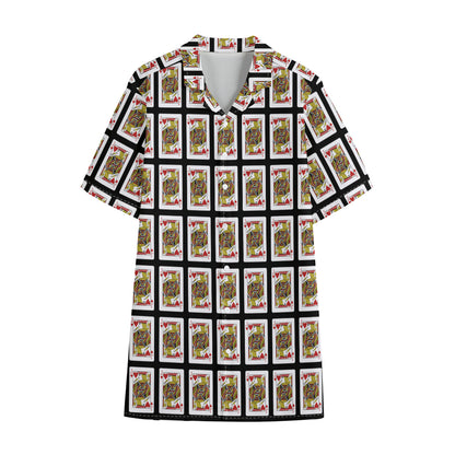 Jack Of Hearts Pattern Print Cotton Hawaiian Shirt