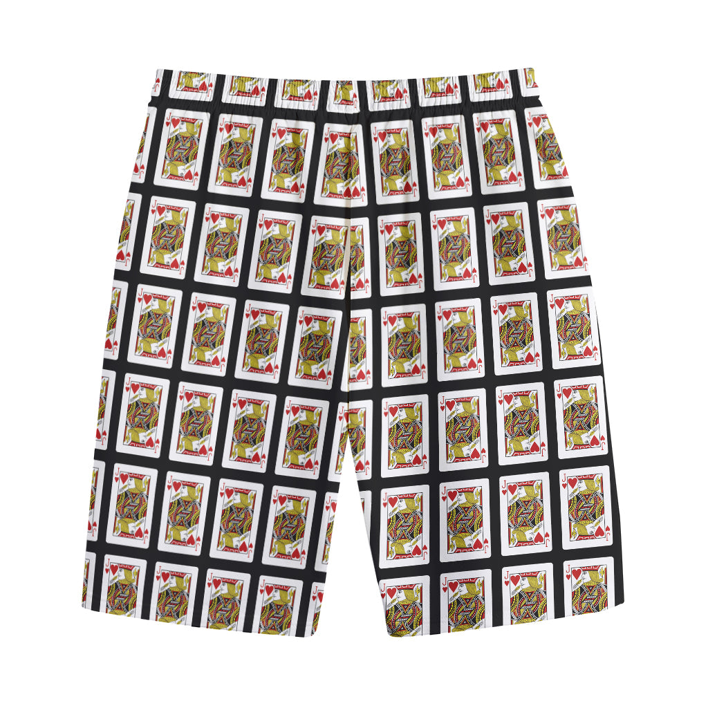 Jack Of Hearts Pattern Print Cotton Shorts