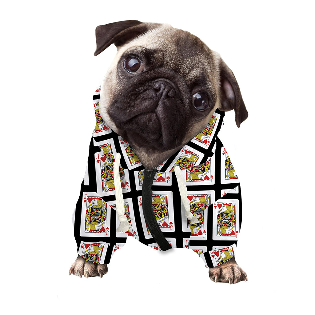 Jack Of Hearts Pattern Print Dog Zip Up Hoodie