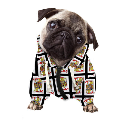 Jack Of Hearts Pattern Print Dog Zip Up Hoodie