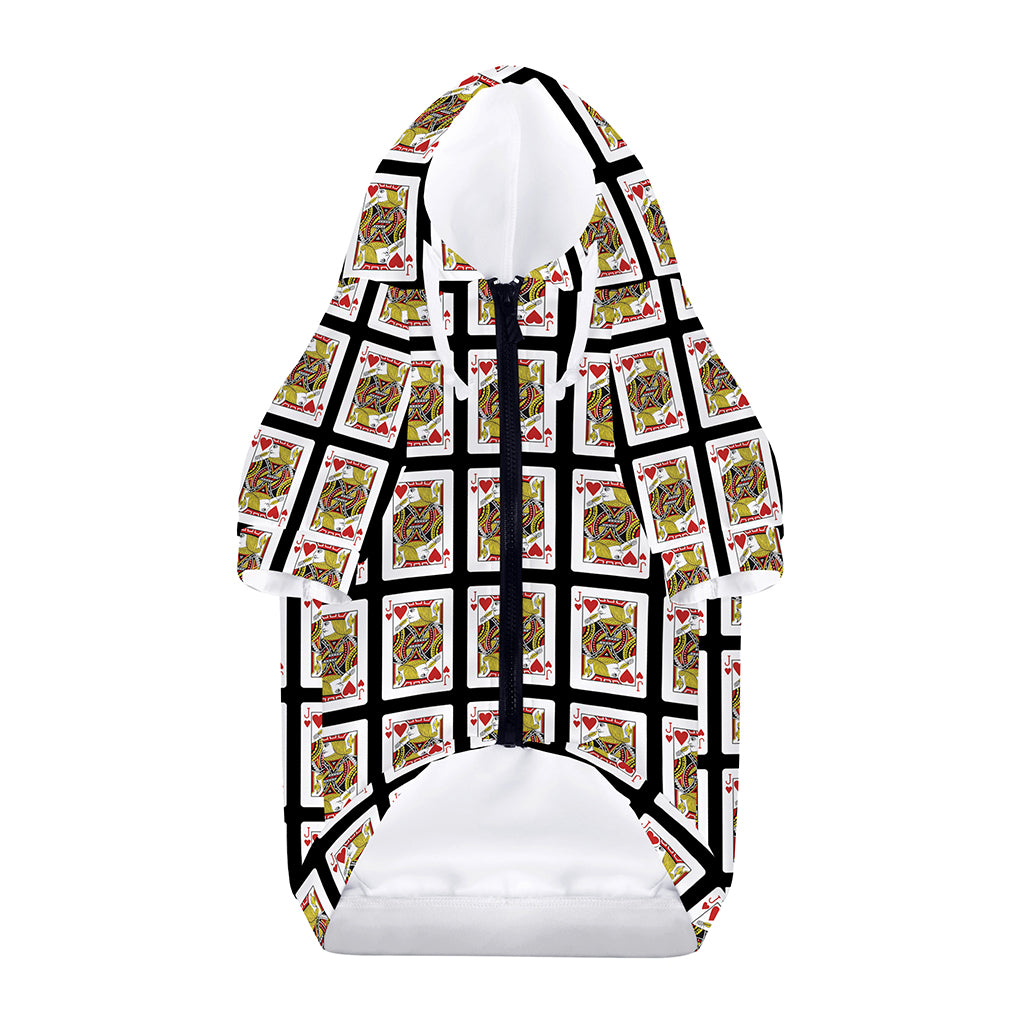 Jack Of Hearts Pattern Print Dog Zip Up Hoodie