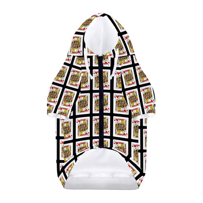 Jack Of Hearts Pattern Print Dog Zip Up Hoodie