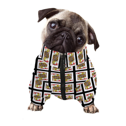Jack Of Hearts Pattern Print Dog Zip Up Jacket