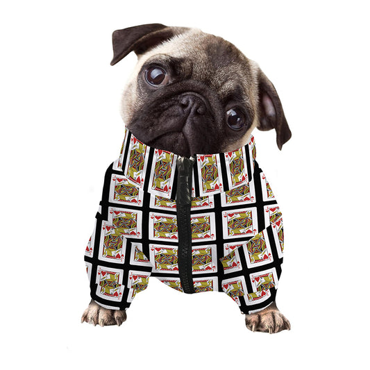 Jack Of Hearts Pattern Print Dog Zip Up Jacket