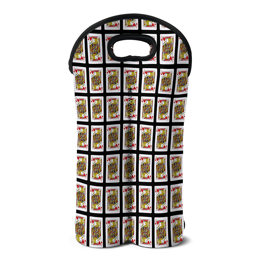 Jack Of Hearts Pattern Print Double Neoprene Wine Tote