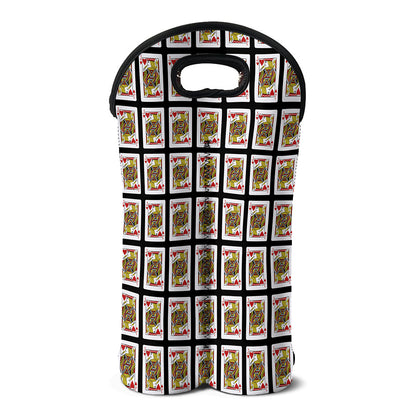 Jack Of Hearts Pattern Print Double Neoprene Wine Tote