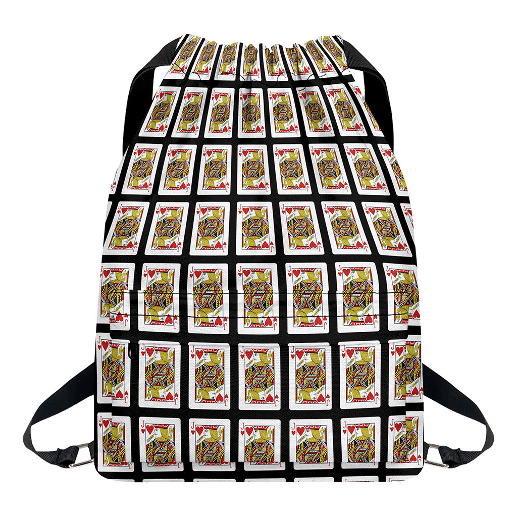 Jack Of Hearts Pattern Print Drawstring Backpack
