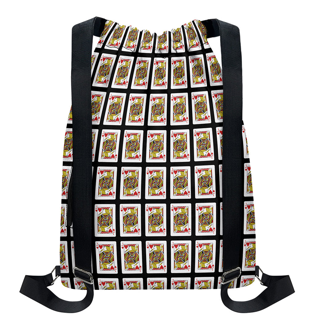 Jack Of Hearts Pattern Print Drawstring Backpack