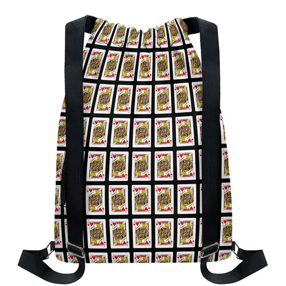Jack Of Hearts Pattern Print Drawstring Backpack