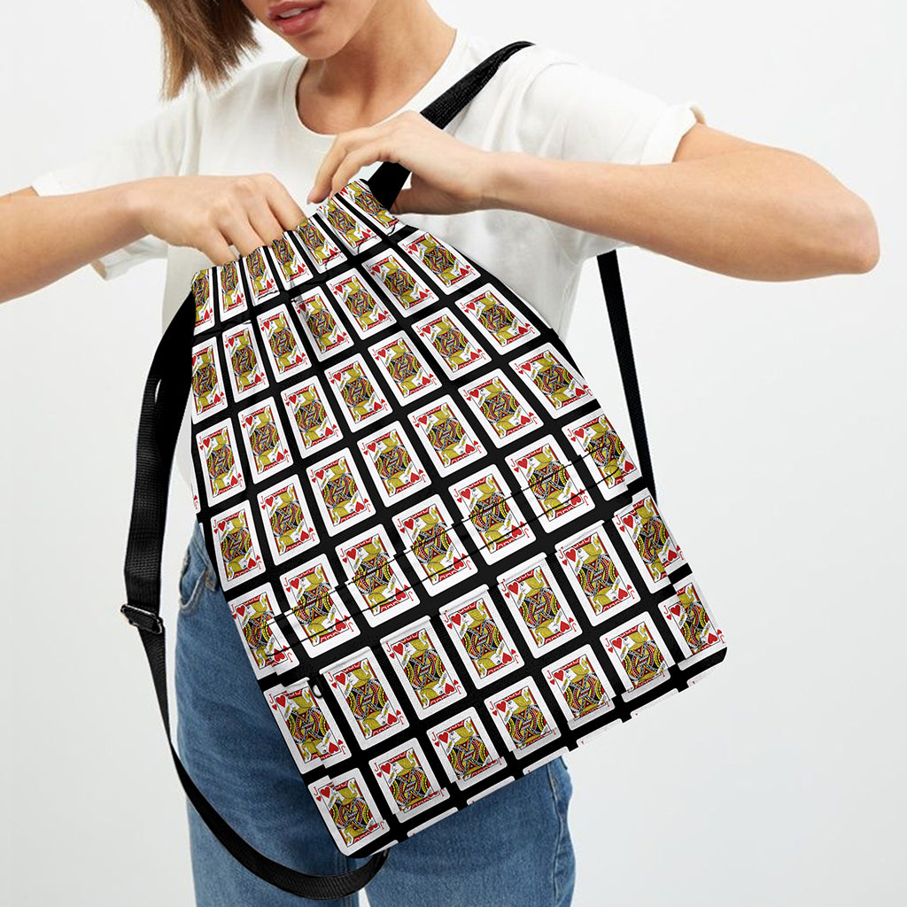 Jack Of Hearts Pattern Print Drawstring Backpack