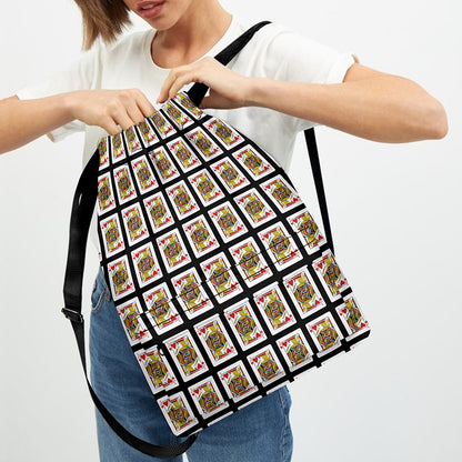 Jack Of Hearts Pattern Print Drawstring Backpack
