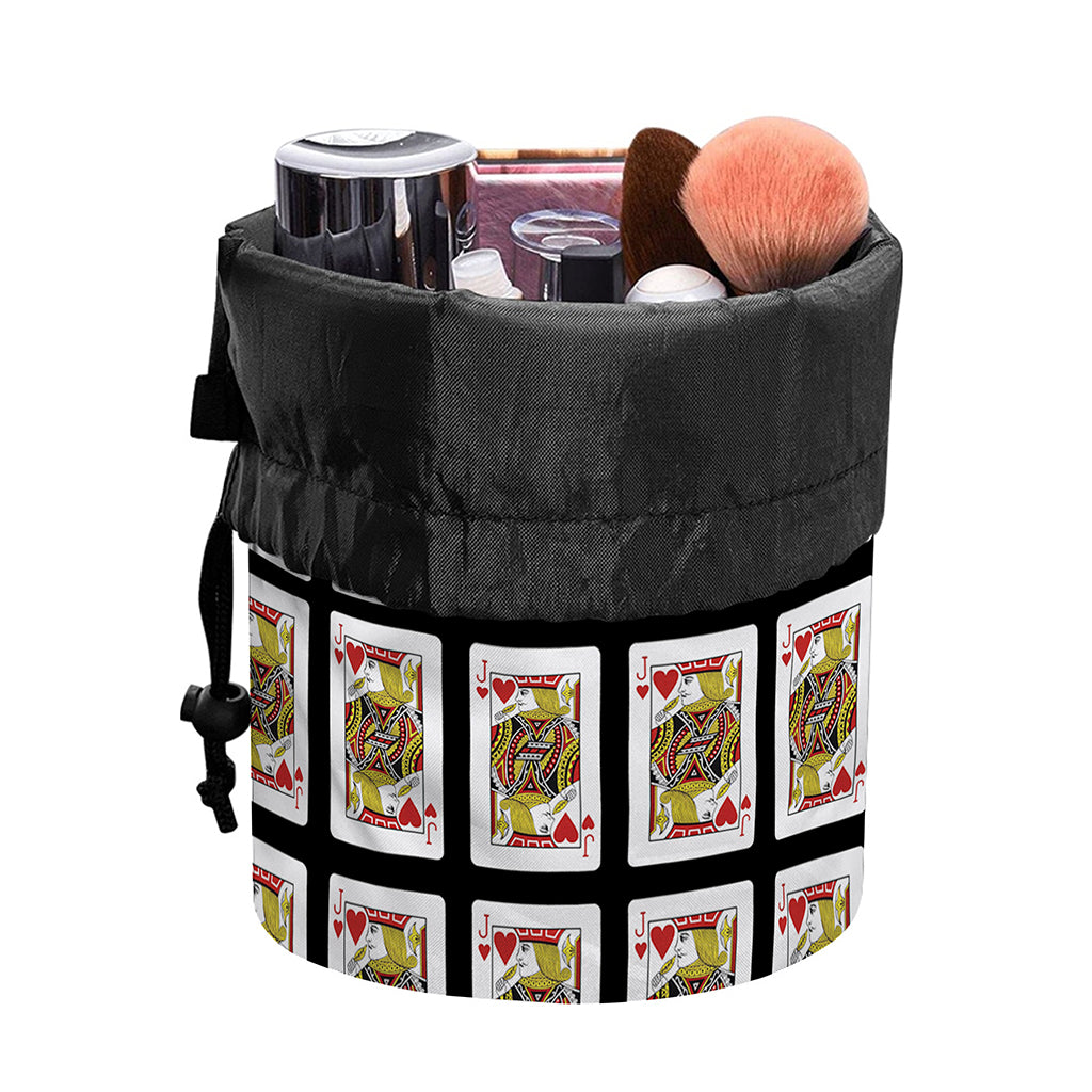 Jack Of Hearts Pattern Print Drawstring Makeup Bag