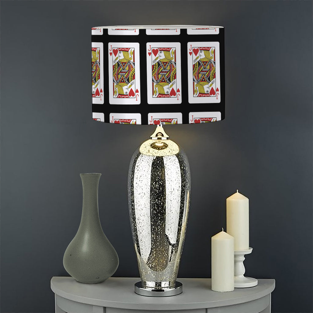 Jack Of Hearts Pattern Print Drum Lamp Shade