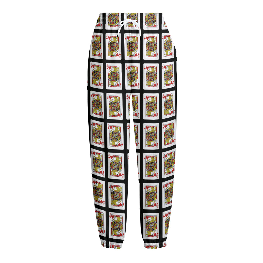 Jack Of Hearts Pattern Print Fleece Lined Knit Pants