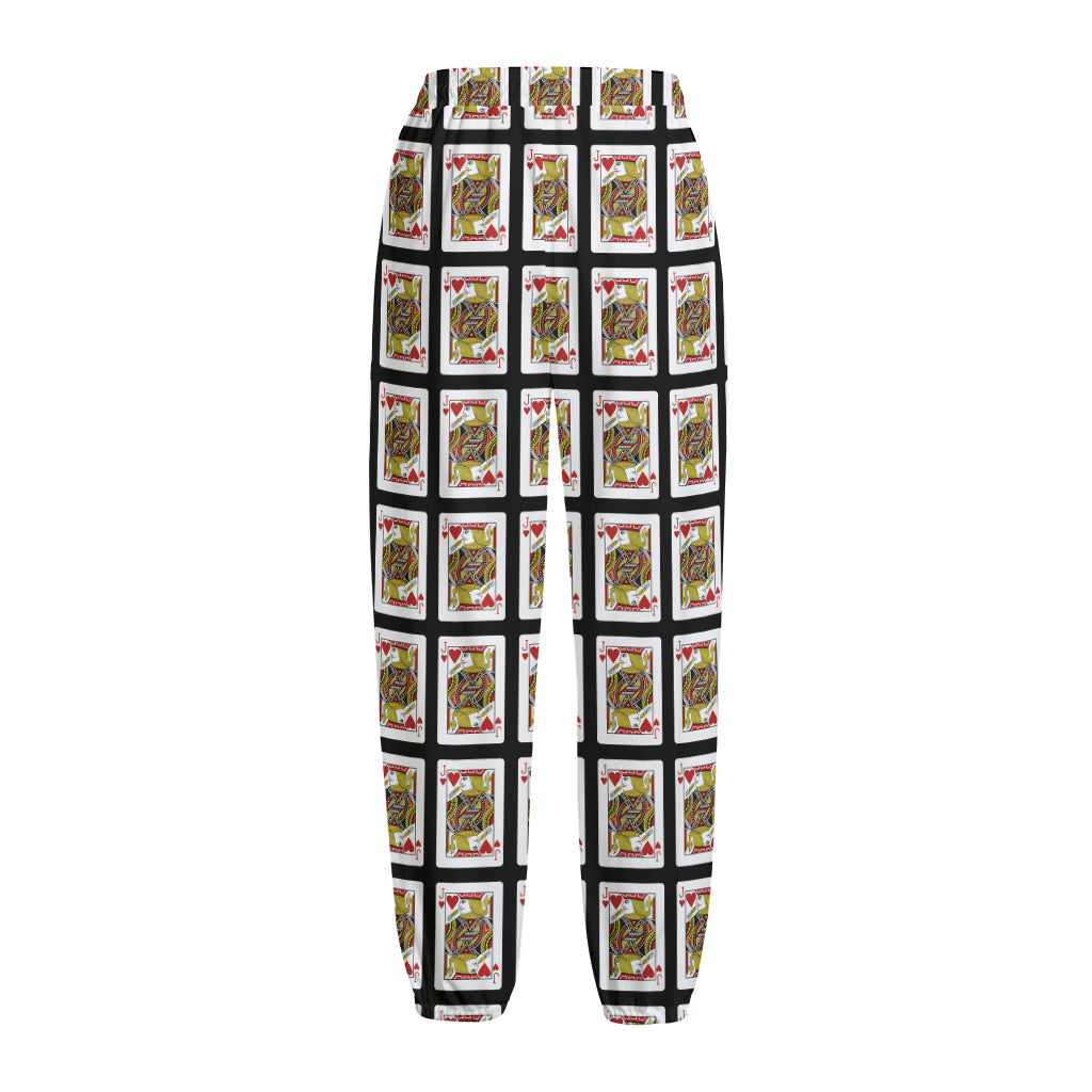 Jack Of Hearts Pattern Print Fleece Lined Knit Pants
