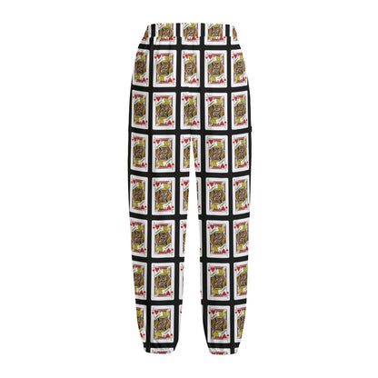 Jack Of Hearts Pattern Print Fleece Lined Knit Pants