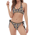 Jack Of Hearts Pattern Print Halter Scoop Tie Side Bikini