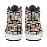 Jack Of Hearts Pattern Print High Top Leather Sneakers
