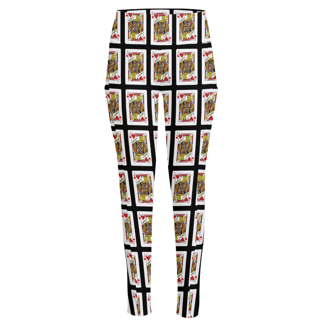 Jack Of Hearts Pattern Print High-Waisted Pocket Leggings