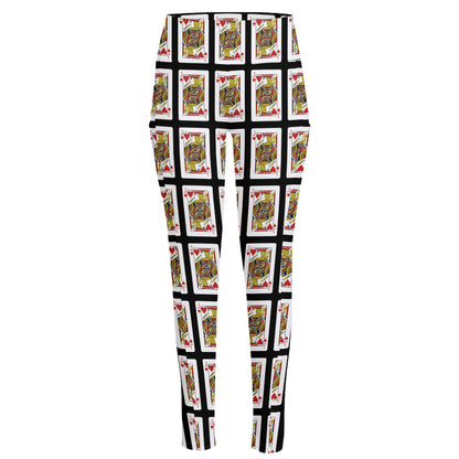 Jack Of Hearts Pattern Print High-Waisted Pocket Leggings