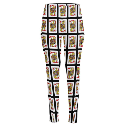 Jack Of Hearts Pattern Print High-Waisted Pocket Leggings