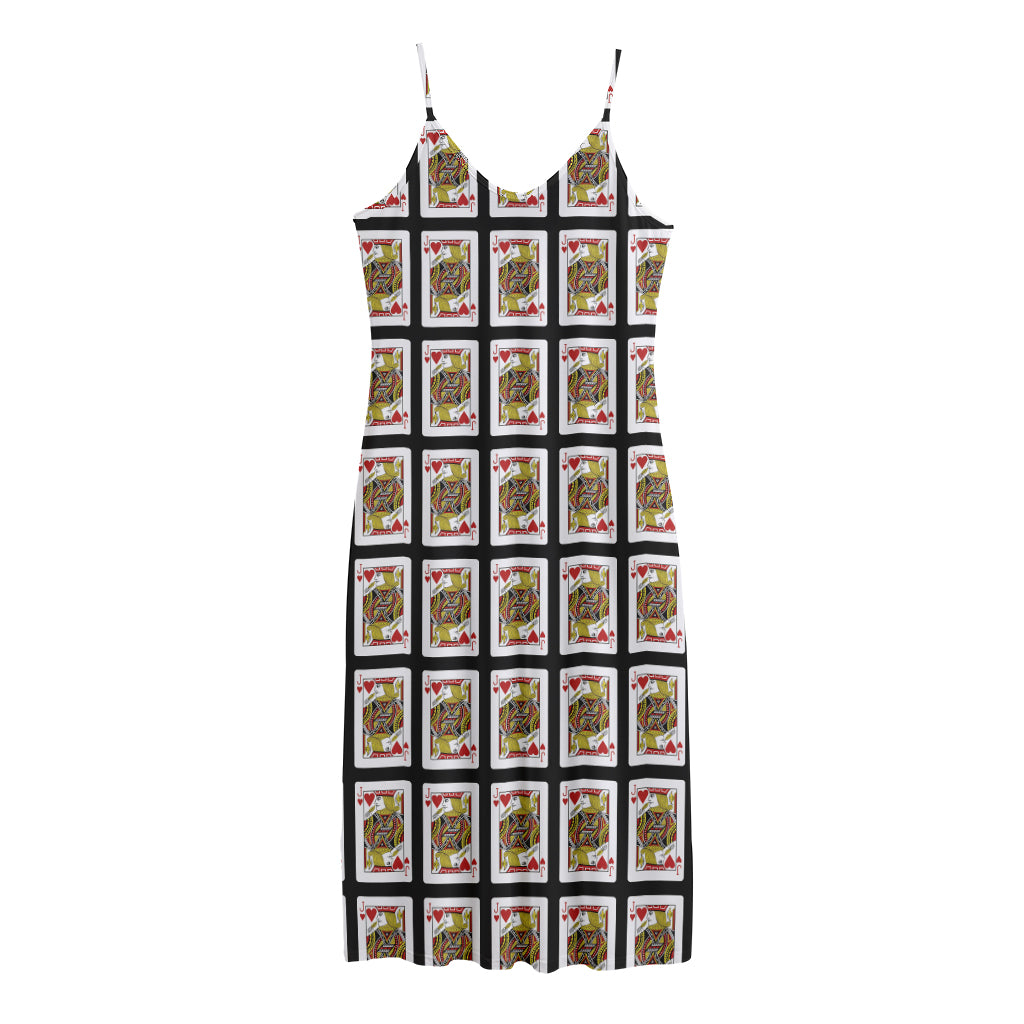 Jack Of Hearts Pattern Print Jersey Midi Cami Dress