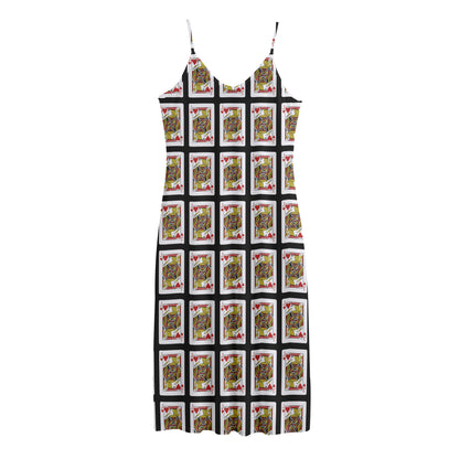 Jack Of Hearts Pattern Print Jersey Midi Cami Dress