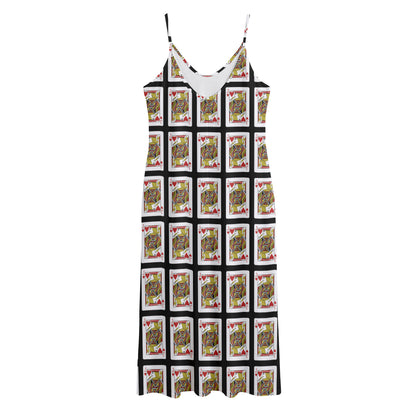 Jack Of Hearts Pattern Print Jersey Midi Cami Dress