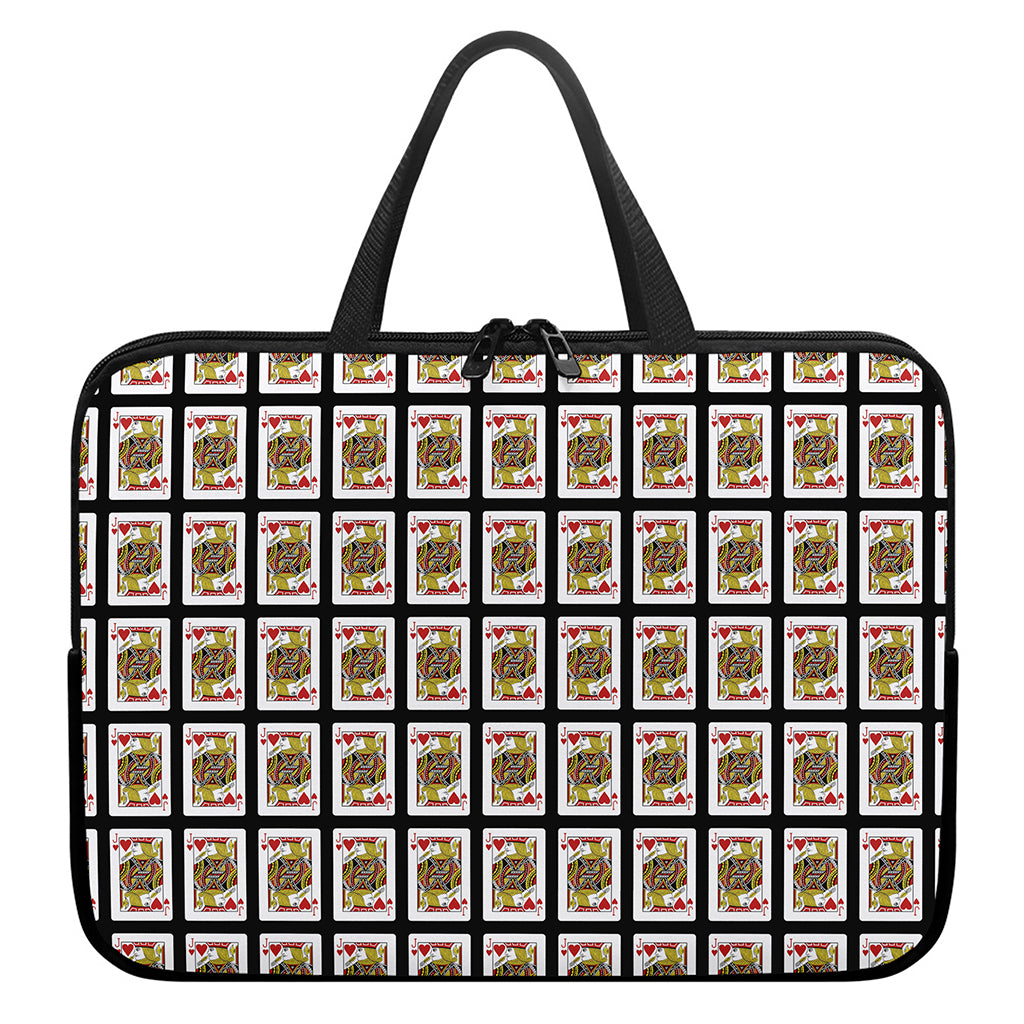 Jack Of Hearts Pattern Print Laptop Sleeve With Handle