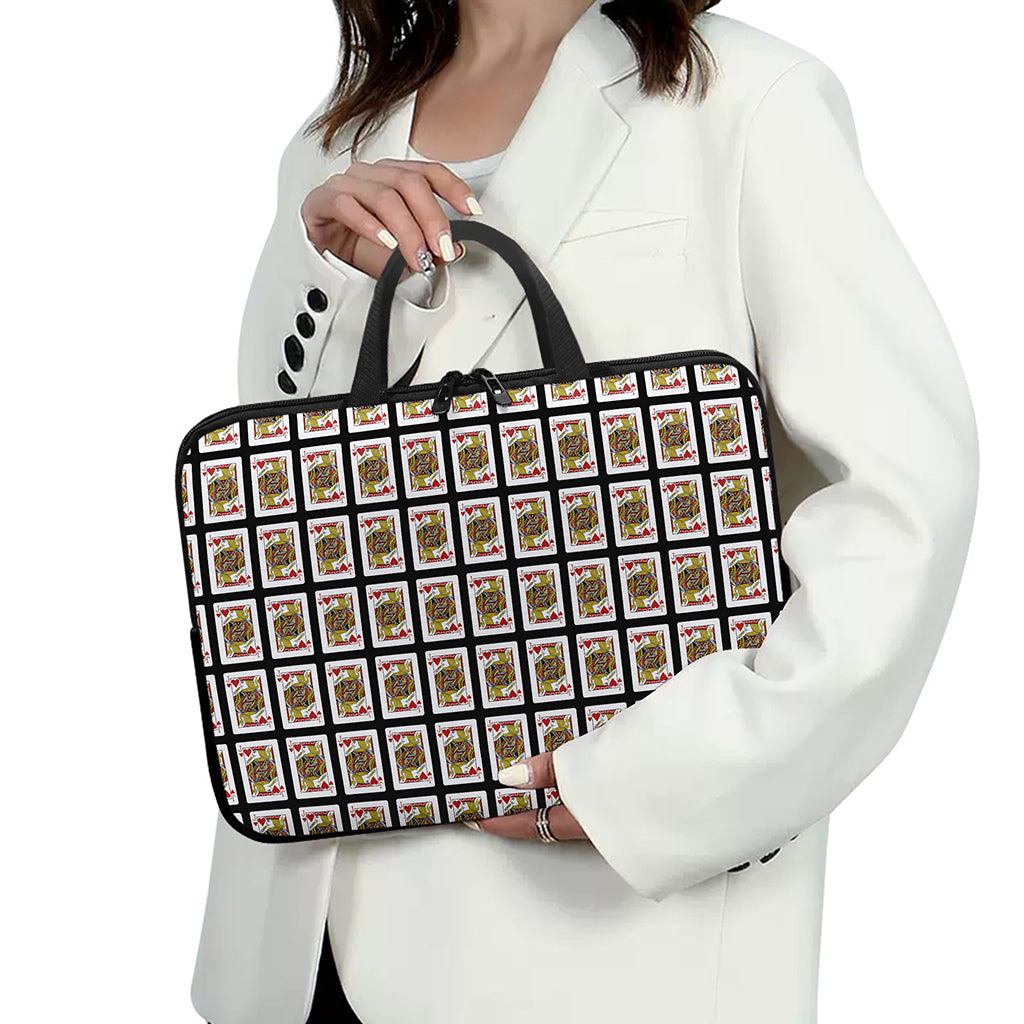 Jack Of Hearts Pattern Print Laptop Sleeve With Handle