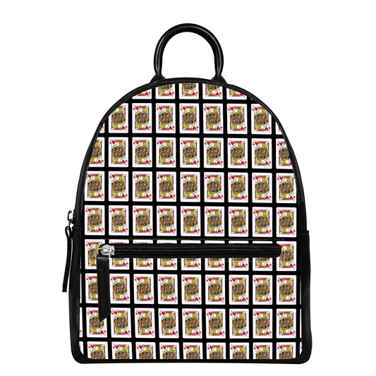 Jack Of Hearts Pattern Print Leather Backpack