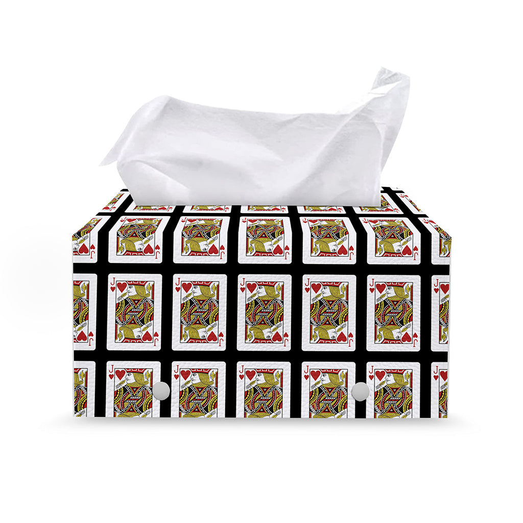 Jack Of Hearts Pattern Print Leather Tissue Box Cover