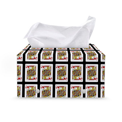 Jack Of Hearts Pattern Print Leather Tissue Box Cover