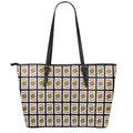 Jack Of Hearts Pattern Print Leather Tote Bag With Zipper