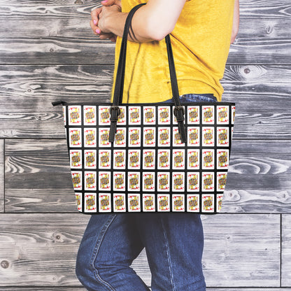 Jack Of Hearts Pattern Print Leather Tote Bag