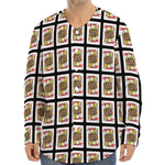 Jack Of Hearts Pattern Print Long Sleeve Baseball Jersey