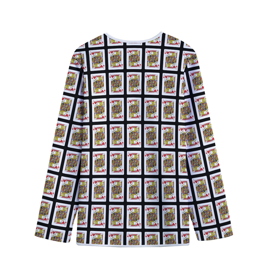Jack Of Hearts Pattern Print Long Sleeve Short Coat