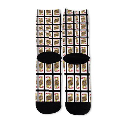 Jack Of Hearts Pattern Print Long Socks