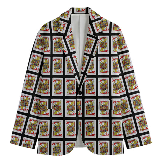 Jack Of Hearts Pattern Print Men's Blazer