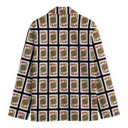 Jack Of Hearts Pattern Print Men's Cotton Blazer