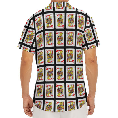 Jack Of Hearts Pattern Print Men's Deep V-Neck Shirt