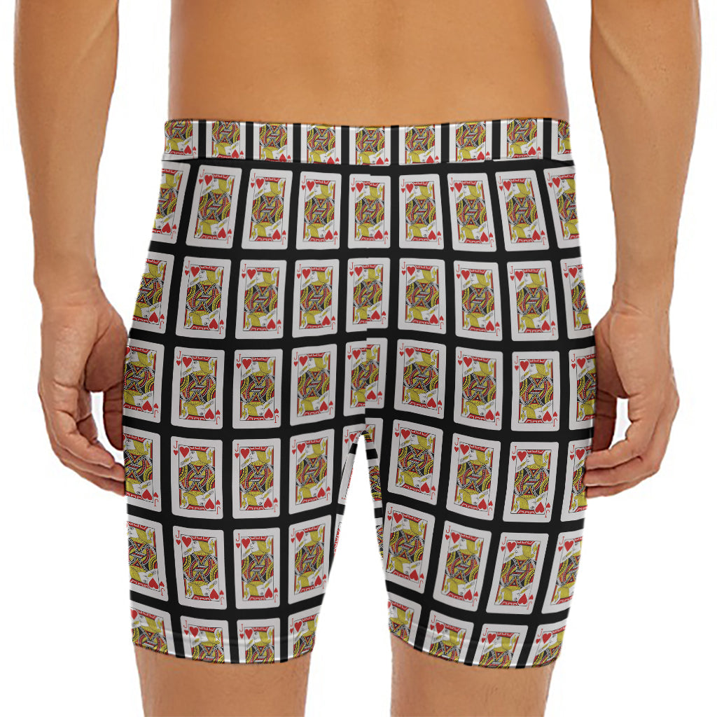 Jack Of Hearts Pattern Print Men's Long Boxer Briefs