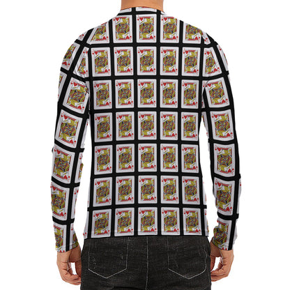 Jack Of Hearts Pattern Print Men's Long Sleeve Rash Guard