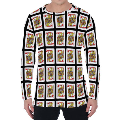 Jack Of Hearts Pattern Print Men's Long Sleeve T-Shirt