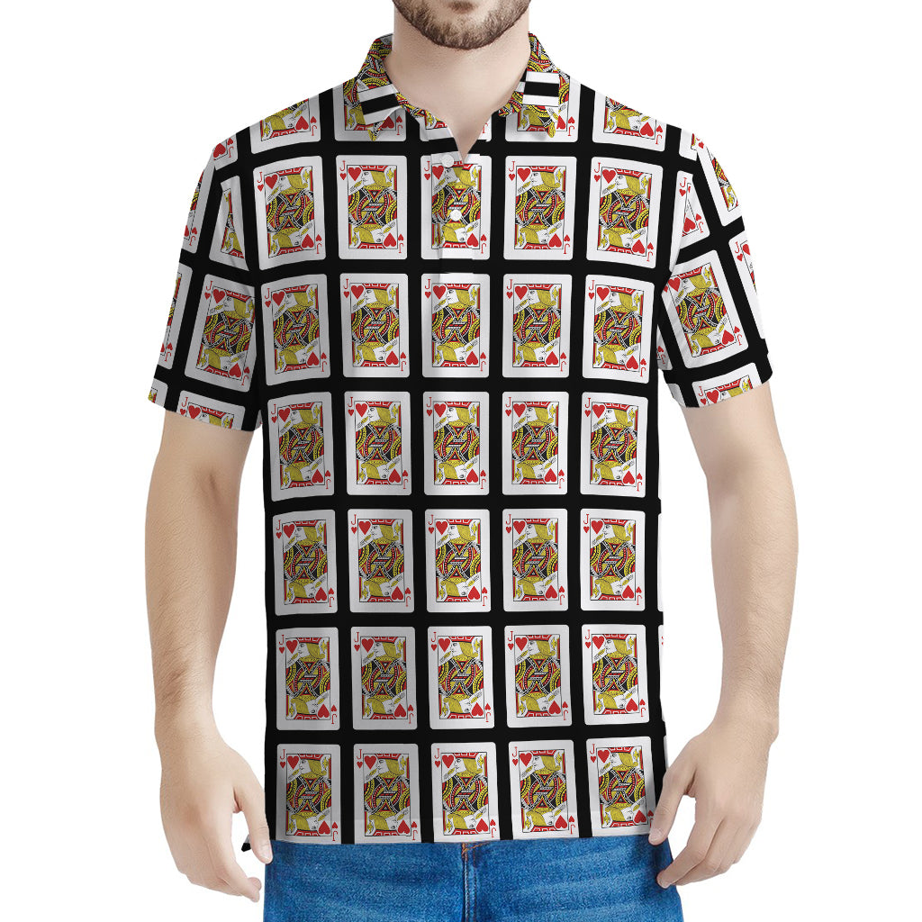 Jack Of Hearts Pattern Print Men's Polo Shirt